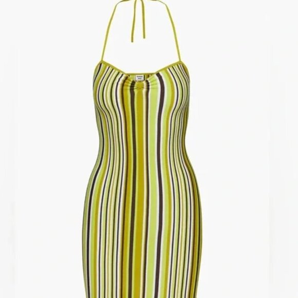 SUNDAY BEST Aritzia JETT Dress in PEAR GREEN/GREY SKY VERT POIRE/CIEL - M - NWT - Picture 3 of 4